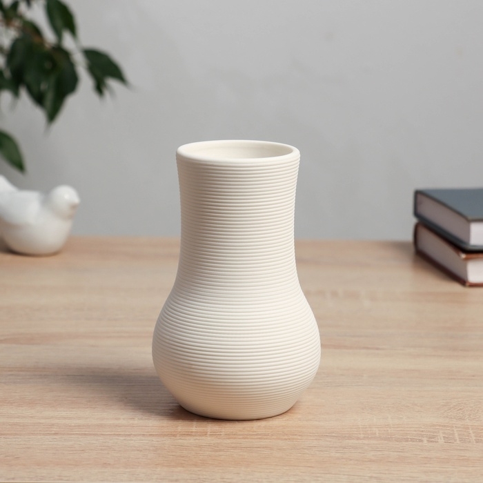 Керамическая ваза для цветов, сухоцветов &laquo;Элиот&raquo; изгиб, настольная, d-6 см, 14&times;9 см, белый