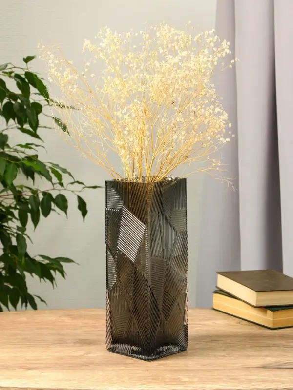 Ваза стекло настольная "Джойс" 30х10 см, серый