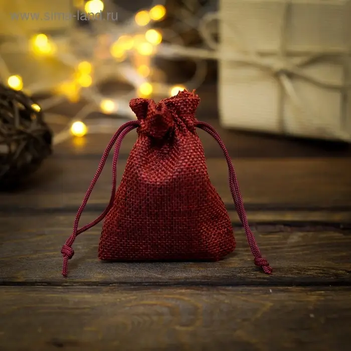 Мешочек подарочный из холщи, красный, 7&times;9 см