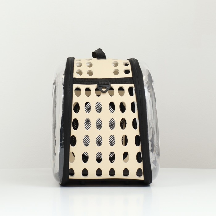 Переноска для животных прозрачная, 42*32*28 см, бежевая Переноска для животных прозрачная, 42*32*28 см, бежевая