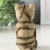 Сувенир полистоун с блокнотом 20 листов "Серый котик" 6,5х5х11 см