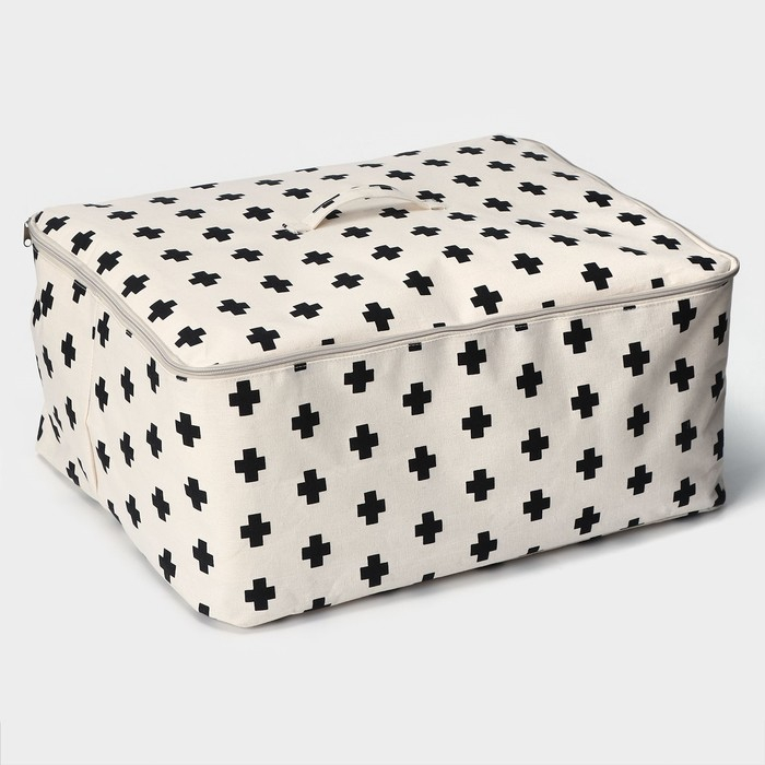 Кофр для хранения вещей &laquo;Ажур&raquo;, 55&times;42&times;25 см, цвет чёрно-молочный