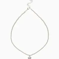 Колье "Сердце" под гематит, цвет серебро