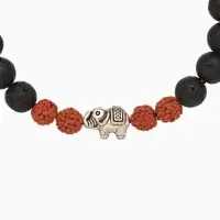Браслет "Слоник" лава, рудракша, длина 18 см, цв. чёрный, коричневый