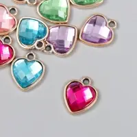 Пластиковый элемент, декоративная подвеска под металл &laquo;Арт Узор. Сердце. Страза&raquo;, 1.6&times;2 см, МИКС