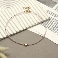 Чокер &laquo;Сердце&raquo; бусина №4, цвет розовый в золоте, 35 см