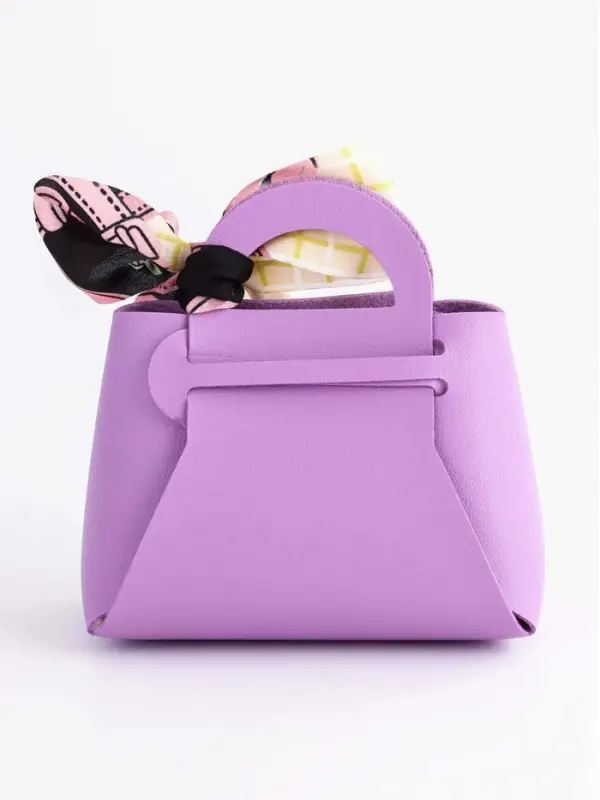 Кожанная подарочная сумочка 13 х12 х 5,5 см сиреневая