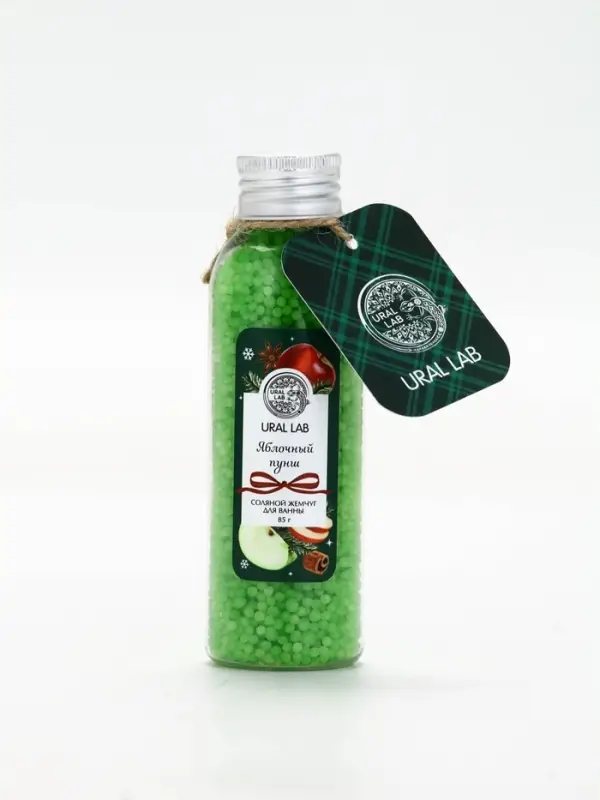 URAL LAB Жемчуг для ванны во флаконе, 85 г, аромат яблочный пунш, URAL LAB