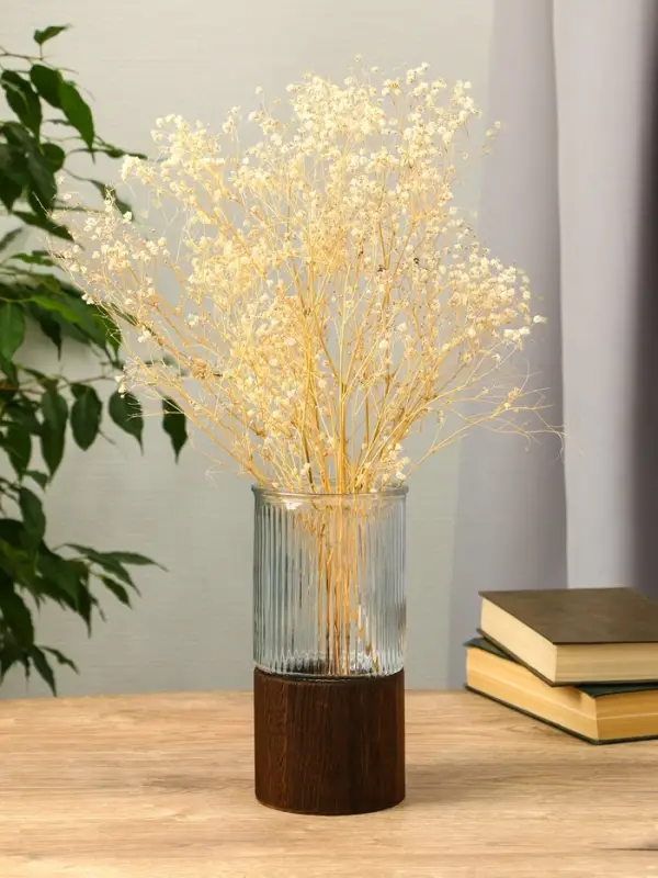 Ваза стекло настольная "Лесли" линии, 20х10 см, прозрачный