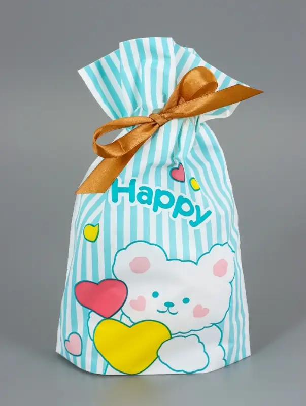 Пакет полиэтиленовый подарочный с лентой, "Счастье", 13 х 23 см