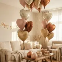 Воздушные шары фольгированные 17" "Сердце" цвет розовый сатин, набор 5 штук