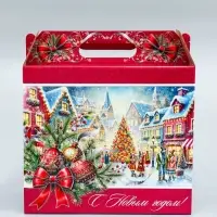 Коробка подарочная новогодняя &laquo;Рождественский город&raquo; 34&times;14&times;35.5 см