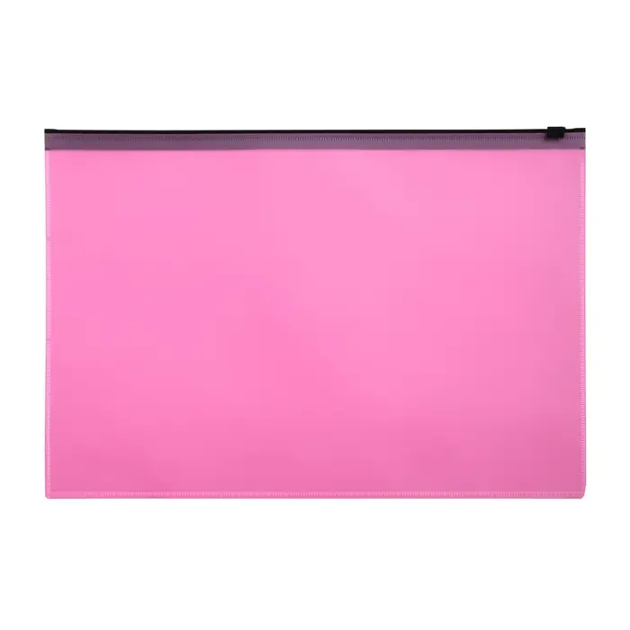 Папка-конверт на ZIP-молнии A4, 180 мкм, Calligrata Pastel, полупрозрачная, чёрная молния, коралловая