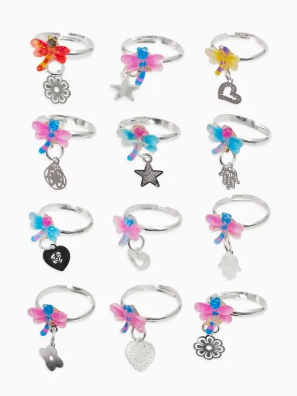 Кольцо &laquo;Выбражулька&raquo; стрекоза с подвеской, МИКС, безразмерное (фас. 36 шт.)