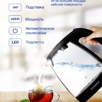 Чайник HYK-G1001 1,7л 2200Вт черный (стекло)