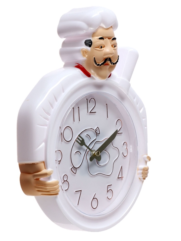 Часы настенные интерьерные, для кухни &laquo;Шеф&raquo;, плавный ход, 29.5&times;23 см, d-16.5 см