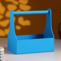 Кашпо деревянное 20&times;12.5&times;20 см Стелла Моно, с ручкой, синий Дарим Красиво