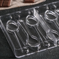 Форма для шоколада KONFINETTA &laquo;Ложки&raquo;, 27,5&times;13,5 см, 10 ячеек 11,5&times;2,7 см, цвет прозрачный