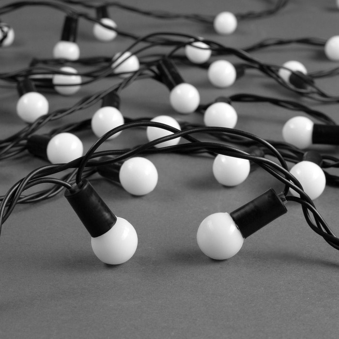 Гирлянда &laquo;Нить&raquo; 10 м с насадками &laquo;Шарики 1.5 см&raquo;, IP44, тёмная нить, 100 LED, свечение мульти (RG/RB), мигание, 220 В