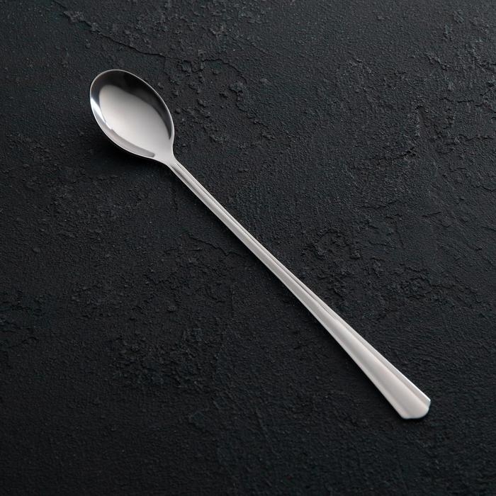 Ложка для коктейля &laquo;Новинка&raquo;, длина 19,7 см, толщина 1,5 мм, упрощённой обработки, цвет серебряный