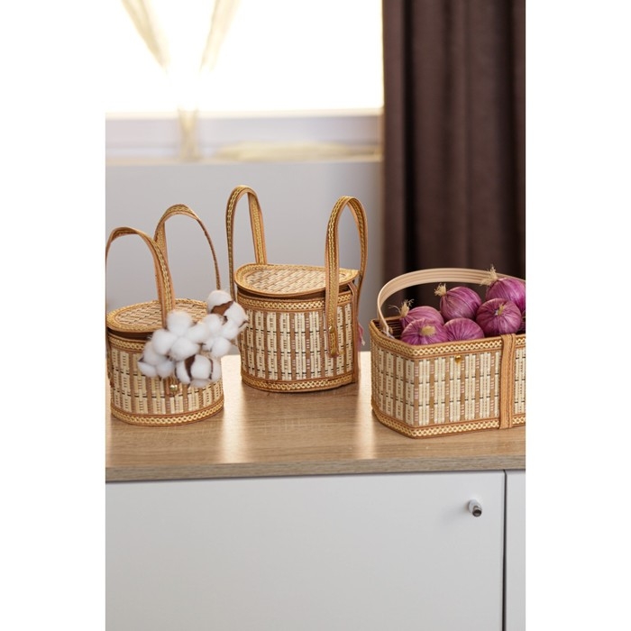 Корзина для хранения Доляна Nature, 16&times;16&times;13, бамбук