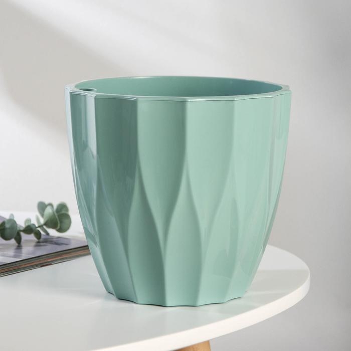Кашпо для цветов со вставкой &laquo;Флюте&raquo;, 3 л, цвет нефрит