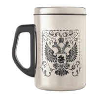 Термокружка, 500 мл, Сталь "Герб России", сохраняет тепло 2 ч, 13.5 х 8.3 см