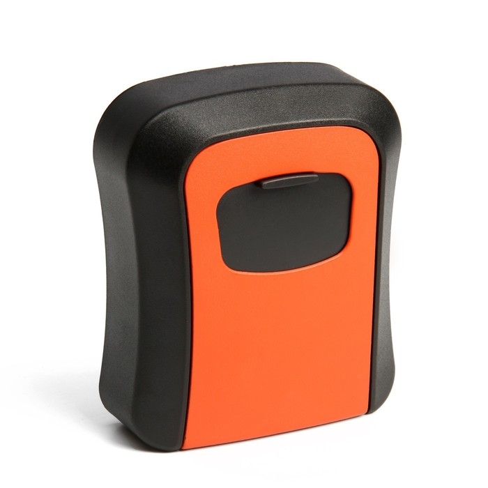 Сейф-ключница кодовая ТУНДРА, металл, пластик, цвет оранжевый,