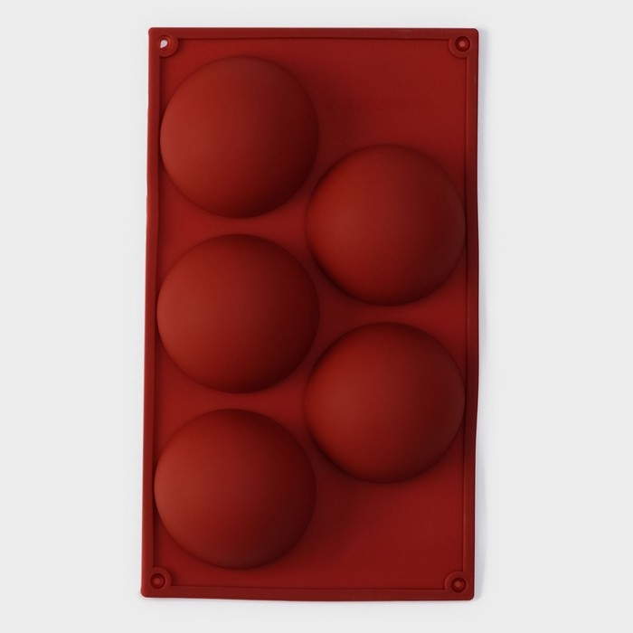 Форма для выпечки Доляна &laquo;Полусфера&raquo;, силикон, 29,5&times;17 см, 5 ячеек, d=8 см, цвет МИКС