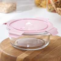 Контейнер из жаропрочного стекла круглый Cook and Freeze, 900 мл, 18&times;7 см, цвет МИКС