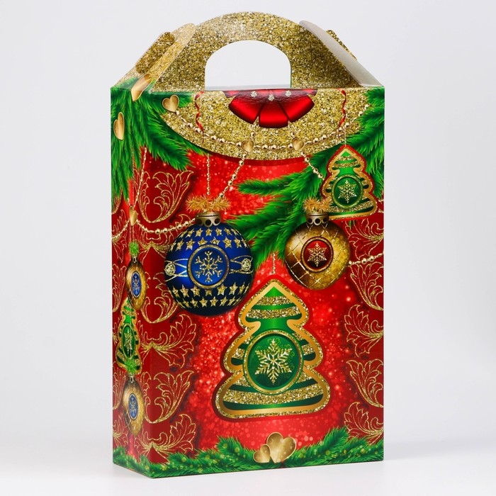 Новый год. Коробка подарочная новогодняя Ларец Часы 17,5 х 31 х 7 см.