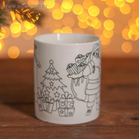 Набор кружка под раскраску &laquo;Дедушка Мороз с подарками&raquo; 250 мл + краска 6 цв по 2 мл, кисть