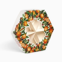 Коробка складная &laquo;Мандаринчики&raquo;, 23 х 23х 4 см, Новый год