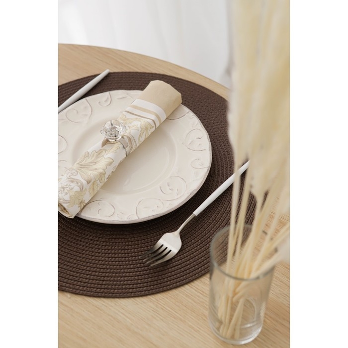 Набор салфеток сервировочных на стол Доляна &laquo;Лофт&raquo;, 4 шт, d=38 см, цвет коричневый
