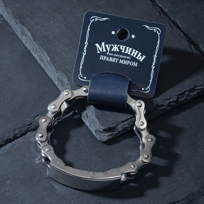 Браслет мужской &laquo;Стальной&raquo; рельсы, цвет чёрный в серебре, 20,5 см