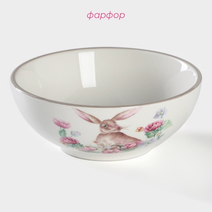 Миска фарфоровая Доляна &laquo;Зайка&raquo;, 250 мл, d=11,3 см