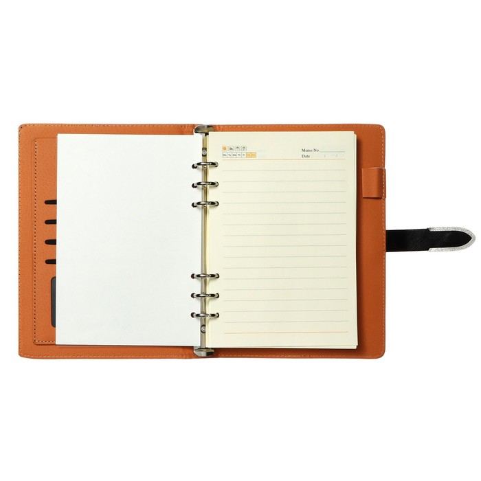 Органайзер на кольцах А5, 90 листов в линейку, с хлястиком, МИКС