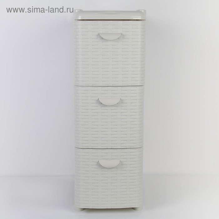 Комод узкий 3-х секционный &laquo;Ротанг&raquo;, цвет белый