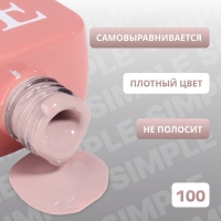 Гель лак для ногтей &laquo;SIMPLE&raquo;, 3-х фазный, 10 мл, LED/UV, цвет нюдовый (100)
