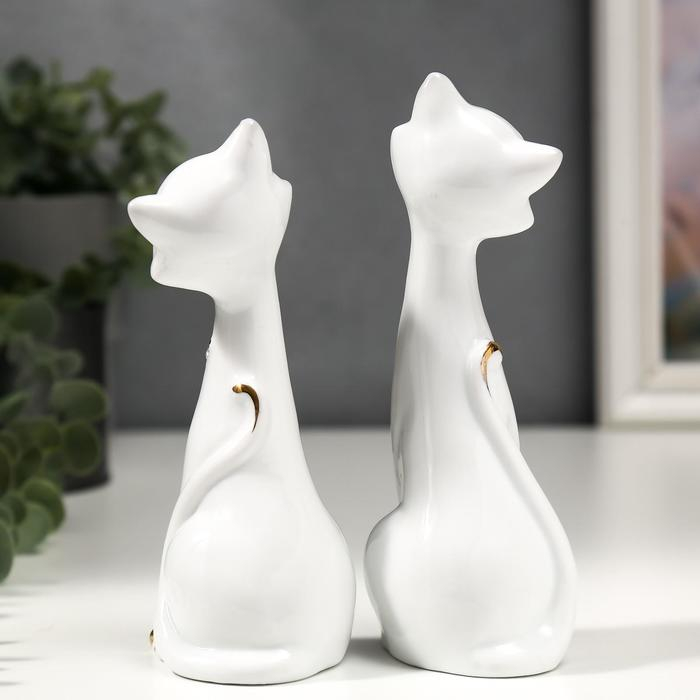 Сувенир "Кошечки белые с цепочкой" (набор 2 шт) 15 см 14 см