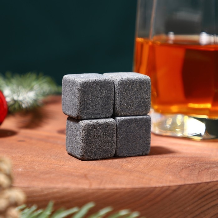 Новый год. Камни для виски &laquo;Хороший снеговик&raquo;, 4 шт