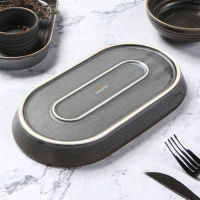 Блюдо фарфоровое овальное Magistro Urban, 450 мл, 24&times;13,7&times;2,7 см, цвет серый