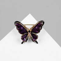Брошь &laquo;Бабочка&raquo; дарк, цвет чёрно-фиолетовый в чернёном золоте