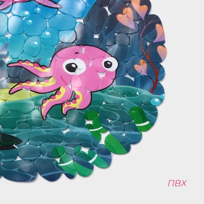 Коврик противоскользящий в ванну на присосках Доляна &laquo;Яркие рыбы&raquo;, 35&times;68 см