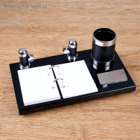 Набор настольный 4в1 с визитницей, черное дерево