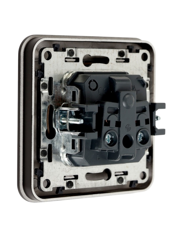 Розетка одноместная, серия "Circular", 10 А, скрытая, без з/к, черная