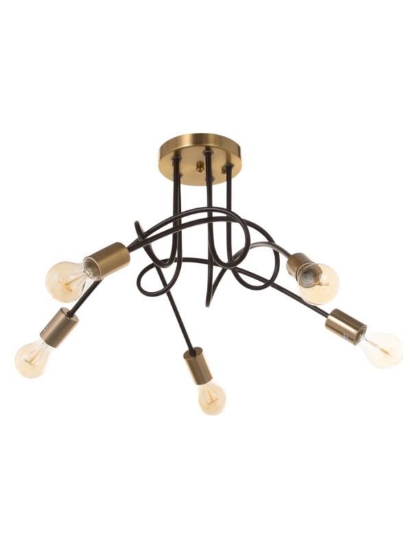 Люстра "Узел" 5х40Вт Е27 черный/латунь 52х52х36см
