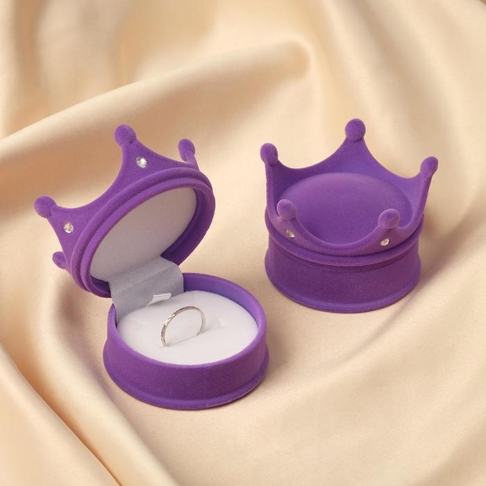 Футляр бархатный под серьги/кулон/кольцо &laquo;Корона&raquo; 5,5&times;5,5&times;4,5см, цвет фиолетовый