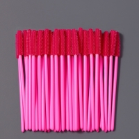 Щёточки для бровей и ресниц, силиконовые, набор - 50 шт, 10,5 см, цвет розовый