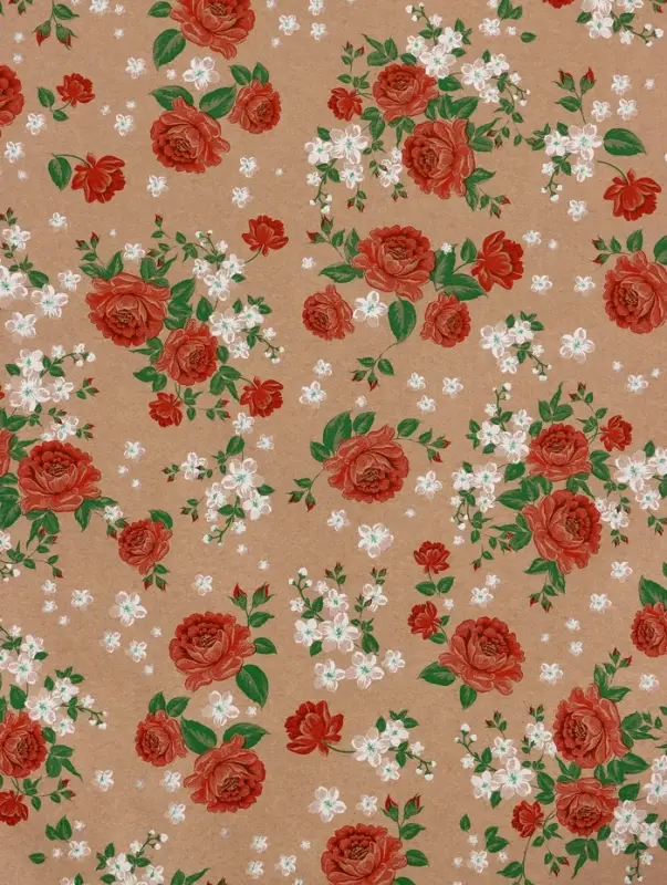 Бумага упаковочная крафт &laquo;Пионы&raquo;, красный, 0.72&times;10&plusmn;5% м, 60 г